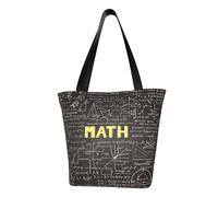 Sac fourre-tout d'école imprimé mathématiques pour femme, grand sac à bandoulière réutilisable, grande capacité, sac à main tendance pour le bureau, le shopping, les voyages
