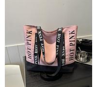 Sac fourre-tout décontracté de grande capacité nouveau sac à bandoulière pour étudiant sac à main de style étranger de mode, sac fourre-tout en toile à motif de lettre rose vif, sac à bandoulière lége