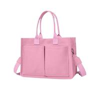 Sac fourre-tout décontracté multi-poches en toile pour femme | Sac à main multi-poches | Sac fourre-tout de couleur unie tendance pour un usage quotidien pour femmes et filles, rose, Refer to