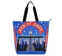 Sac fourre-tout décoratif mignon pour enfants et adultes, 4 juillet, jour de l'indépendance de l'Empire State Building, sac d'épicerie réutilisable robuste et réutilisable avec fermeture éclair pour