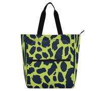 Sac fourre-tout décoratif pour enfants, étudiants, adultes, imprimé léopard, vert citron et bleu marine, sac fourre-tout léger et robuste pour enseignant, sac de bibliothèque pour l'école, le shopping