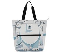 Sac fourre-tout décoratif pour enfants, étudiants, adultes, ours polaires blancs mignons, sacs fourre-tout légers pour enseignants, sacs à main avec poches intérieures pour l'école et les jeux