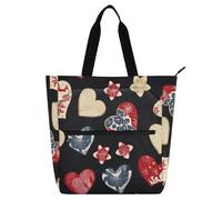 Sac fourre-tout décoratif pour enfants, étudiants, adultes, style japonais, en forme de cœur, pour la Saint-Valentin, l'école, la plage, le shopping et les voyages - Arc-en-ciel