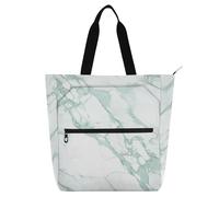 Sac fourre-tout décoratif pour enfants, femmes et hommes, texture marbre de luxe vert clair, sac à bandoulière résistant à l'eau, sac à main avec fermeture éclair pour l'école et les jeux, arc-en-ciel