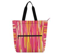 Sac fourre-tout décoratif pour enfants, femmes, hommes, rayures roses, jaune, pêche, imperméable, très résistant et réutilisable, sac d'épicerie pour l'école et les jeux, arc-en-ciel bolso para libros