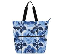 Sac fourre-tout décoratif pour enfants, garçons et filles, motif pivoine, bleu gloire, grand sac d'épicerie réutilisable avec fermeture éclair pour l'école, le travail, les voyages, bolsos arc-en-ciel