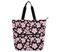 Sac fourre-tout décoratif pour enfants, garçons et filles, motif zéphyr japonais rose, fleurs de cerisier résistant à l'eau, sac fourre-tout pour bibliothèque, sac fourre-tout avec poches pour l'école