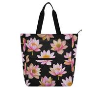 Sac fourre-tout décoratif pour enfants pour garçons et filles et femmes, rose doré, peinture à l'huile, fleur, sac à bandoulière robuste pour bibliothèque, sac à main avec fermeture éclair pour