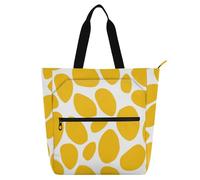 Sac fourre-tout décoratif pour enfants pour garçons et filles, femmes, pois jaunes sur fond blanc, sac fourre-tout léger pour bibliothèque, sac fourre-tout avec poches pour l'école, le travail, les