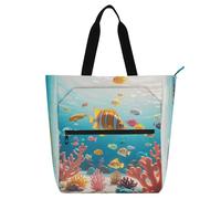 Sac fourre-tout décoratif pour garçons et filles, adultes, dessin animé, poisson coloré, corail, robuste, réutilisable, sac d'épicerie pour l'école et les jeux, arc-en-ciel bolsa dela para