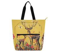 Sac fourre-tout décoratif pour garçons et filles, adultes, motif cerf Sika, sac à main robuste avec fermeture éclair pour l'école et les jeux, arc-en-ciel para libros de lectura