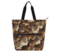 Sac fourre-tout décoratif pour garçons et filles, adultes, motif floral 3D pétunia marron, résistant à l'eau, sac de courses avec fermeture éclair pour l'école et les jeux, arc-en-ciel bolso para