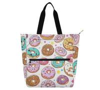 Sac fourre-tout décoratif pour livres pour enfants et adultes, dessin animé, mignon, coloré, sac fourre-tout léger pour bibliothèque, livre, sac fourre-tout avec poches pour l'école, le travail, les