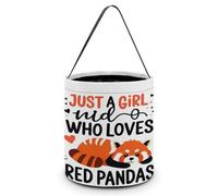 Sac fourre-tout Design8 Red Panda Love Candy Bucket, seau à bonbons multifonction, portable, pliable et réutilisable avec poignée pour anniversaire ou fête de fin d'année