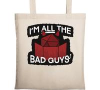 Sac fourre-tout DND Dungeon Master en coton écologique naturel beige avec inscription « I Am All The Bad Guys »