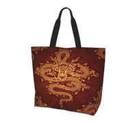 Sac Fourre-Tout Dragon Porte-Bonheur Chinois Décontracté Sac De Shopping Léger Tote Bag Pour Marché L‘École Amie