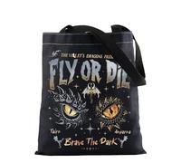Sac fourre-tout Dragon Rider Onyx Storm Brave The Dark Inspire Sac à main Dragon Books Cadeau pour amoureux de Fly or Die, The Dark T UK, INCHES