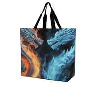 Sac Fourre-Tout Dragons De Glace Et De Feu Sac À Dos Personnaliser Réutilisable Sacs En Toile Pour Femmes, Pour Tous Les Jours, Shopping, Burea, Voyage