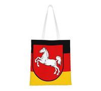 Sac fourre-tout drapeau de la Basse-Saxe. Toile légère, double poignée, sac fourre-tout élégant pour femme, parfait pour le shopping, le travail et le transport quotidien.