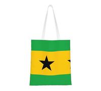 Sac fourre-tout drapeau de Sao Tomé et Principe en toile légère, double poignée, élégant sac fourre-tout pour femme, parfait pour le shopping, le travail et le transport quotidien.