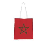 Sac fourre-tout drapeau du Maroc en toile légère, double poignée, élégant sac fourre-tout pour femme, parfait pour le shopping, le travail et le transport quotidien.