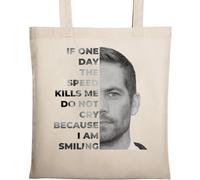 Sac fourre-tout écologique en coton naturel beige If One Day The Speed Kills Me Do Not Cry