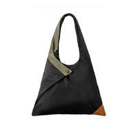 Sac fourre-tout élégant pour femme, sac à bandoulière de grande capacité, sac à main en nylon de couleur contrastée, idéal pour le travail, les trajets et les voyages, noir/vert, 39*15.5*31 cm / 15.35