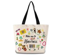 Sac Fourre-Tout Emmène-Moi À Hawaï Sac À Provisions De Grande Capacité Lavables Sacs En Toile, Pour Femmes, Shopping, École, 50x40cm