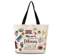 Sac Fourre-Tout Emmène-Moi Dans L'Illinois Sac Tissu Lavables Personnaliser Sacs À Main, Pour Shopping, École, Voyage, 50x40cm