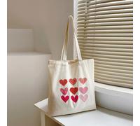 Sac fourre-tout en canevas avec motif cœur, sac d'école pour les diplômés, les adolescentes, les étudiants de première, deuxième, troisième et quatrième année à l'université, l'université et le lycée.