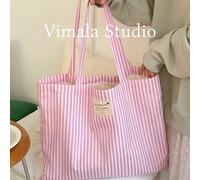 Sac fourre-tout en canevas rayée vintage, sac fourre-tout en canevas rayée de grande capacité pour femmes - sac à épaule mode, convient pour les voyages et les courses, rayures rouges et blanches vive