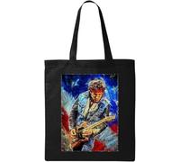 Sac fourre-tout en coton écologique avec drapeau des États-Unis pour guitare Solo Art Noir, Noir , Taille unique