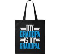 Sac fourre-tout en coton écologique avec slogan My Grandpa is My Grandpal Noir, Noir , Taille unique