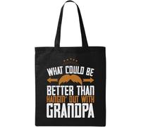 Sac fourre-tout en coton écologique avec slogan « What Could be Better Than Hangin' Out with Grandpa » Noir, Noir , Taille unique