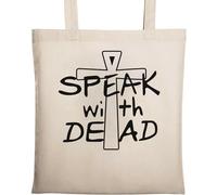 Sac fourre-tout en coton écologique avec symbole de la croix égyptienne I Speak with The Dead Beige