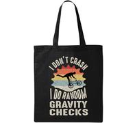 Sac fourre-tout en coton écologique et naturel avec inscription « I Don't Crash I Do Random Gravity Checks » Noir, Noir , Taille unique