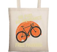 Sac fourre-tout en coton écologique et naturel avec inscription « No Fuel No Insurance Free Parking Bike » Beige