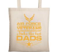 Sac fourre-tout en coton écologique naturel avec inscription « Air Force Veterans Make The Best Dads » Beige