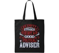 Sac fourre-tout en coton écologique naturel avec slogan « an Empty Stomach is not a Good Political Adviser Election 2024 » Noir, Noir , Taille unique