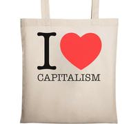 Sac fourre-tout en coton écologique naturel beige I Love Capitalism