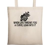 Sac fourre-tout en coton écologique naturel beige When Life Throws You A Curve Lean Into It