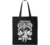 Sac fourre-tout en coton écologique naturel noir avec tête de mort courage et honneur, Noir , Taille unique