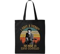 Sac fourre-tout en coton écologique noir I Have A Therapy, Noir , Taille unique