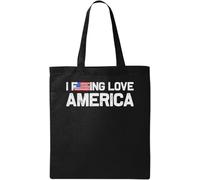 Sac fourre-tout en coton écologique noir I Love America, Noir , Taille unique