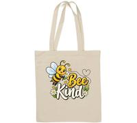 Sac fourre-tout en coton naturel avec abeille tenant une fleur avec message aimable Blanc