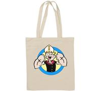 Sac fourre-tout en coton naturel avec chapeau de pape à gros bras Blanc
