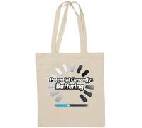 Sac fourre-tout en coton naturel avec citation humoristique sur le potentiel et le progrès Blanc