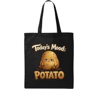 Sac fourre-tout en coton naturel avec illustration de Feeling Like a Lazy Patate Noir