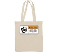 Sac fourre-tout en coton naturel avec inscription « Arm Stuck in Gears Funny Don't Know What You Expected » Blanc