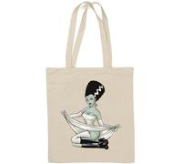 Sac fourre-tout en coton naturel avec inscription « Bride of Frankenstein » Pin Up Girl - Blanc